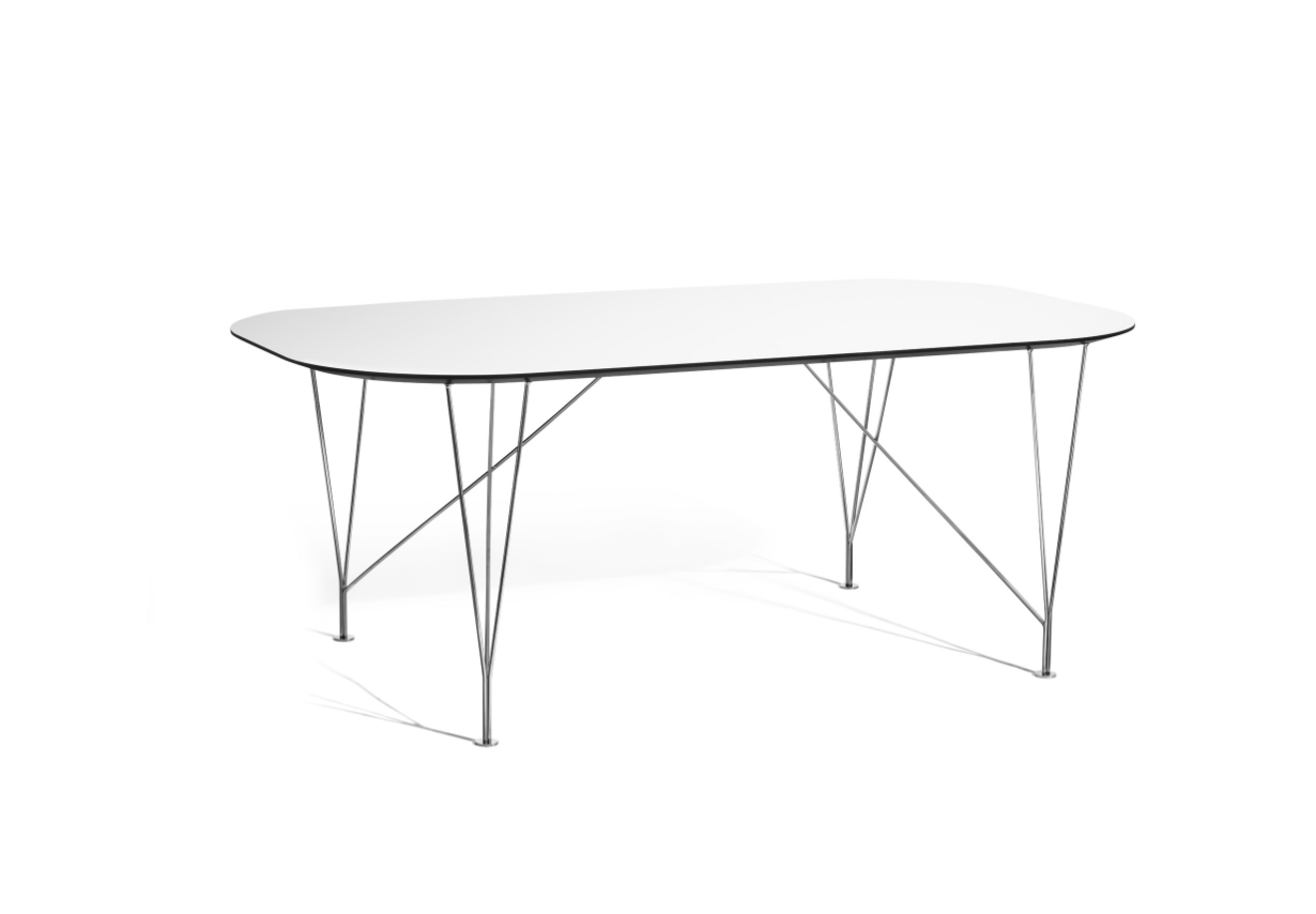DUX Inter Café Matbord DUX Inter Café matbord finns i vit eller svart nanolaminat samt kromat eller svart metallstativ.
