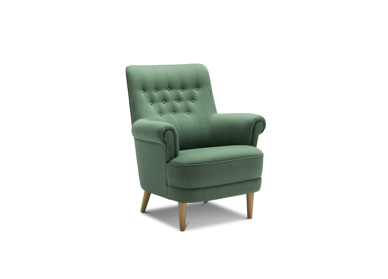 Carl Malmsten fåtölj Hemmakväll Carl Malmsten Fåtölj Hemmakväll har en sits på nozagbotten och stoppning med kallskum/polyeter/fiberfil. Benen är av bok.