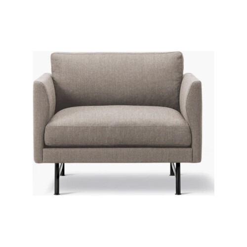 Calmo Lounge Chair i brunt tyg med svarta stålben