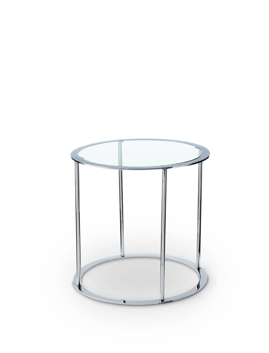 DUX Drum bord Bord Dux med kromstativ och härdat glas.