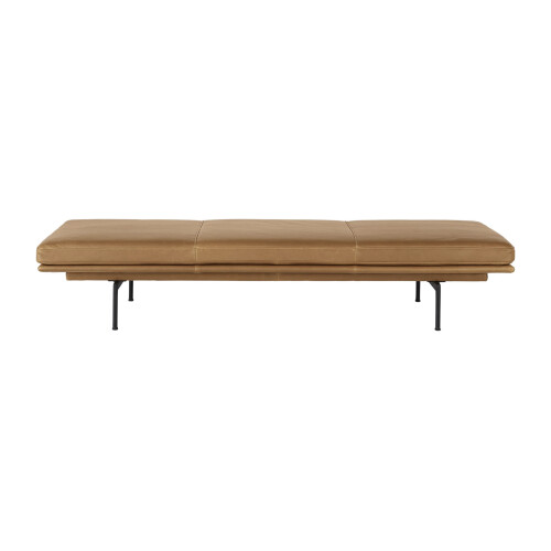 MUUTO outline dagbädd i cognac läder och svart underrede