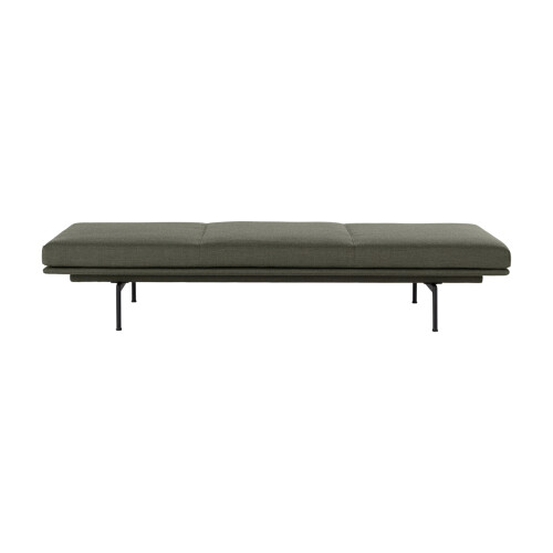 MUUTO outline dagbädd i grönt tyg och svart underrede