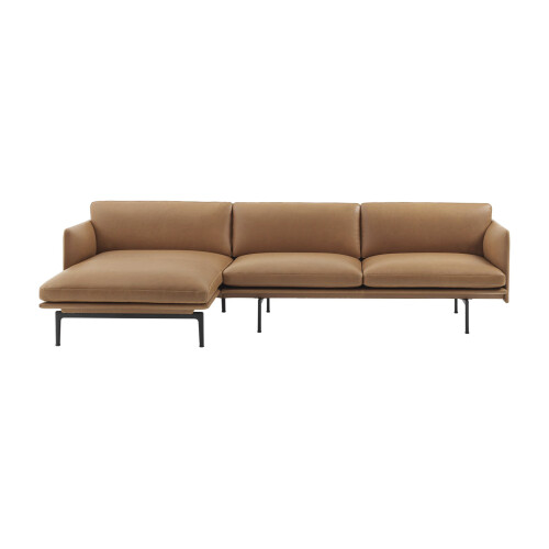 MUUTO outline soffa i divanmodell med cognac läder