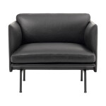 MUUTO Outline Chair i svart läder med svart underrede