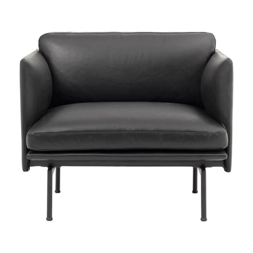 MUUTO Outline Chair i svart läder med svart underrede