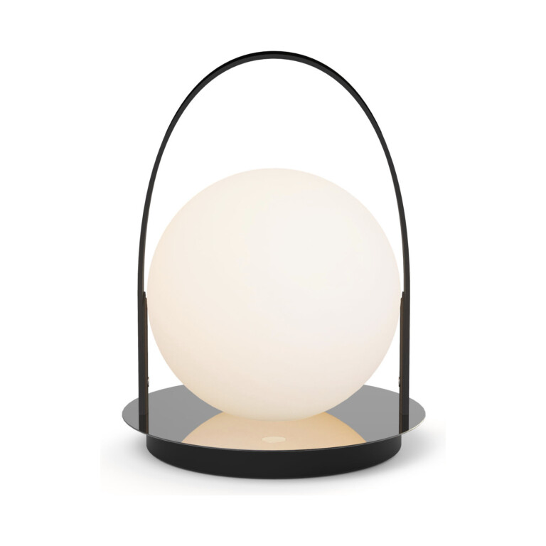 Bola lantern från Pablo med svart läder och krom.