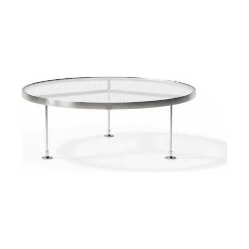 Scherlin soffbord i rostfritt stål och glas