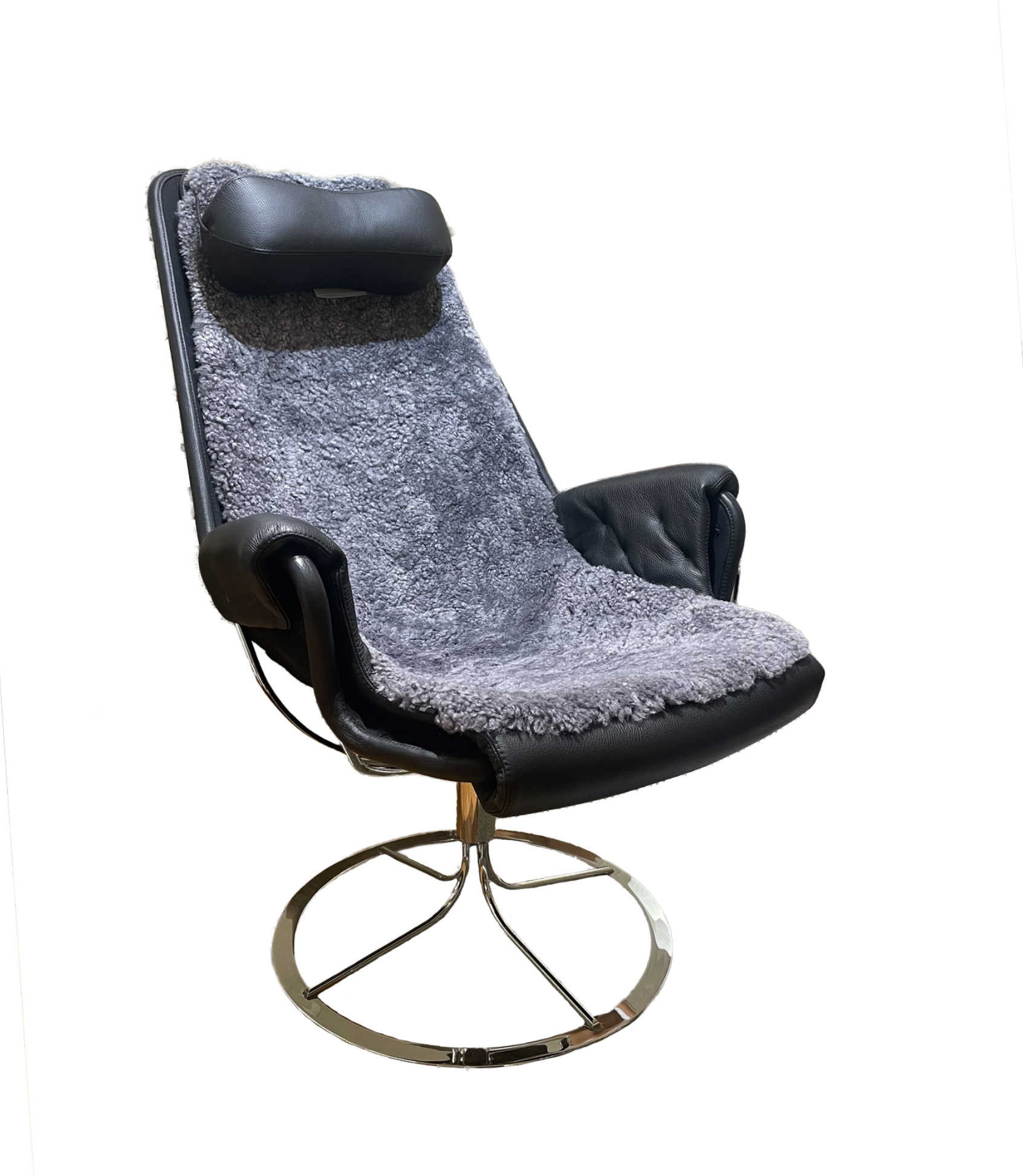 Jetson classic soft svart med fårskinn Jetson 69 classic soft svart läder med löst fårskinn i grått.