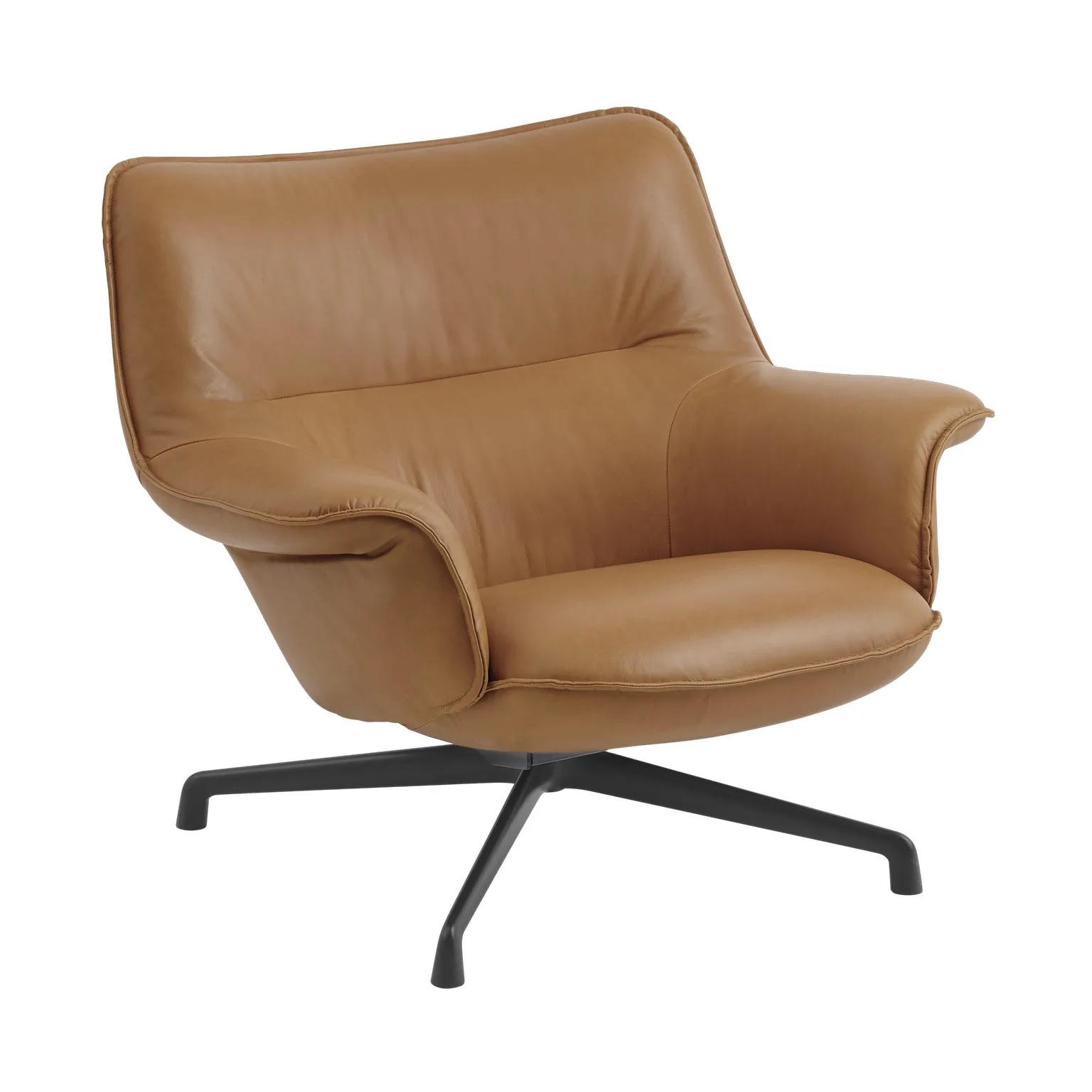 MUUTO Doze fåtölj låg swirvel base cognac läder MUUTO Doze fåtölj låg swirvel base cognac läder